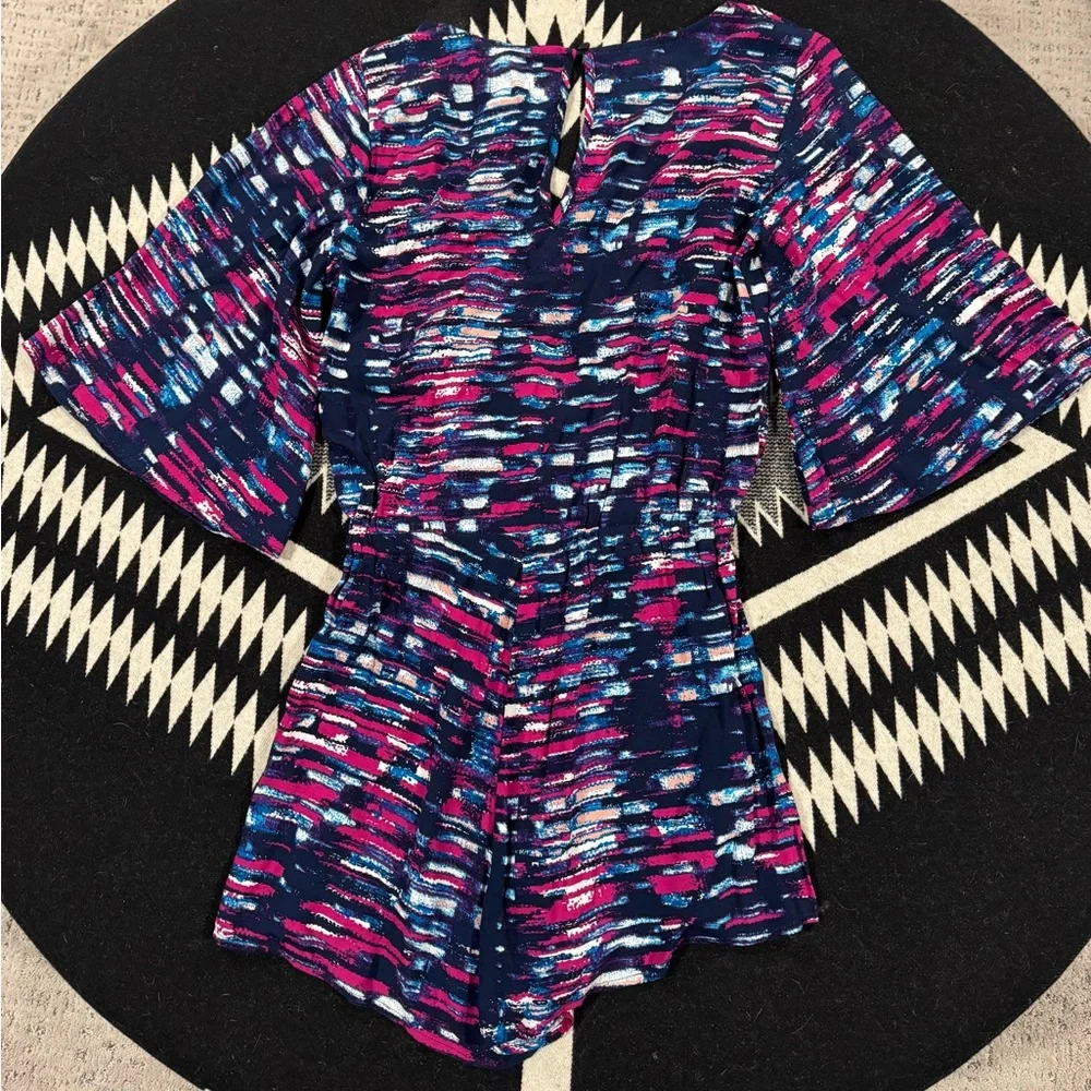 Michael Stars Pink and Blue Graphic Blouse - Picture 1 of 5